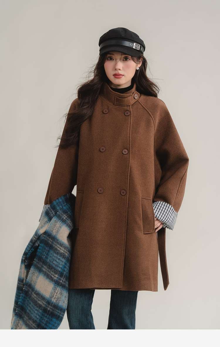 ベルテッドラグランスリーブコート｜デート服