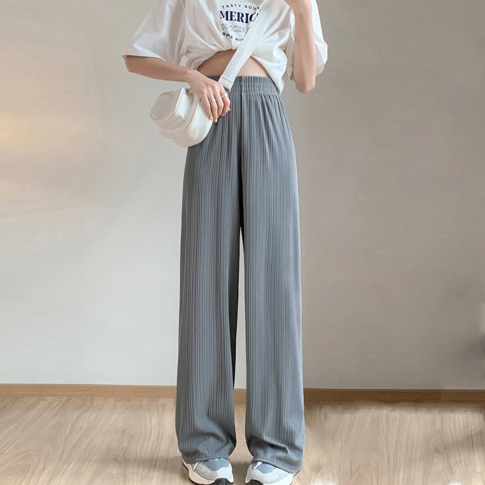デート服 プリーツ美脚セミワイドパンツ 全5色 ズボン