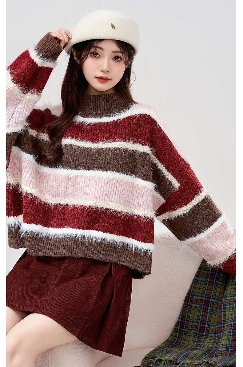 ストライプセーター｜デート服