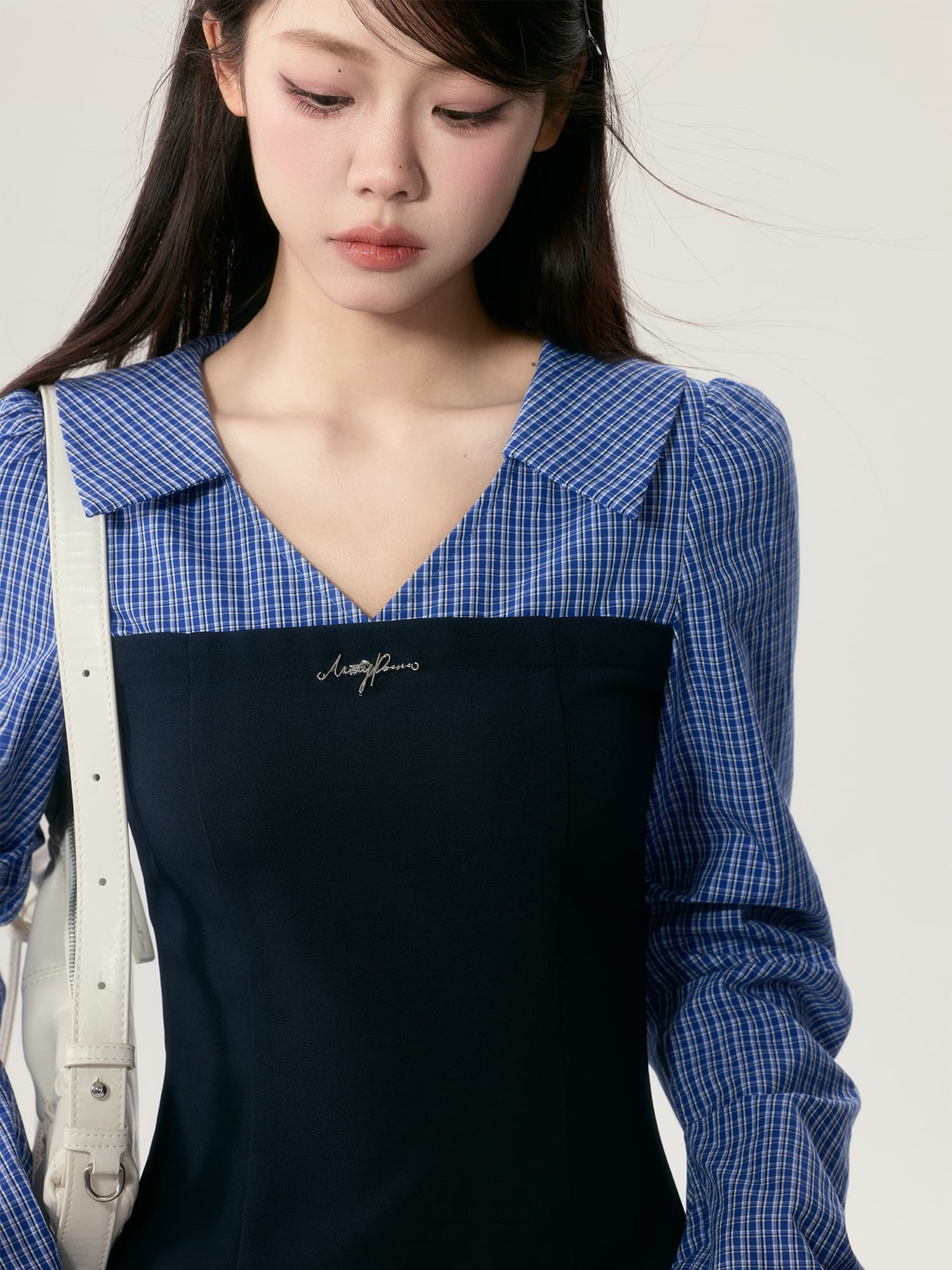 異素材ドッキングロングワンピース｜デート服
