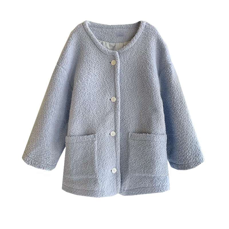 ラウンドネックボアジャケット＆フリルスカート｜デート服