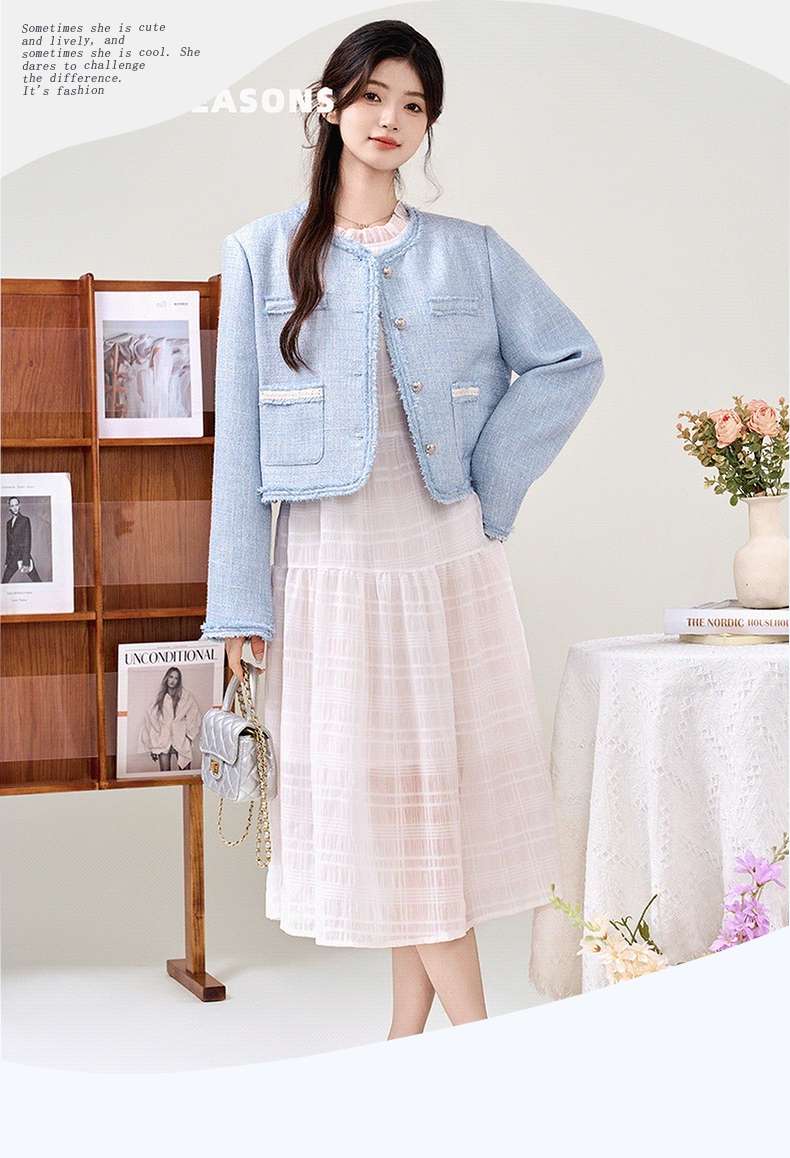 ツイード風ショートジャケット｜デート服