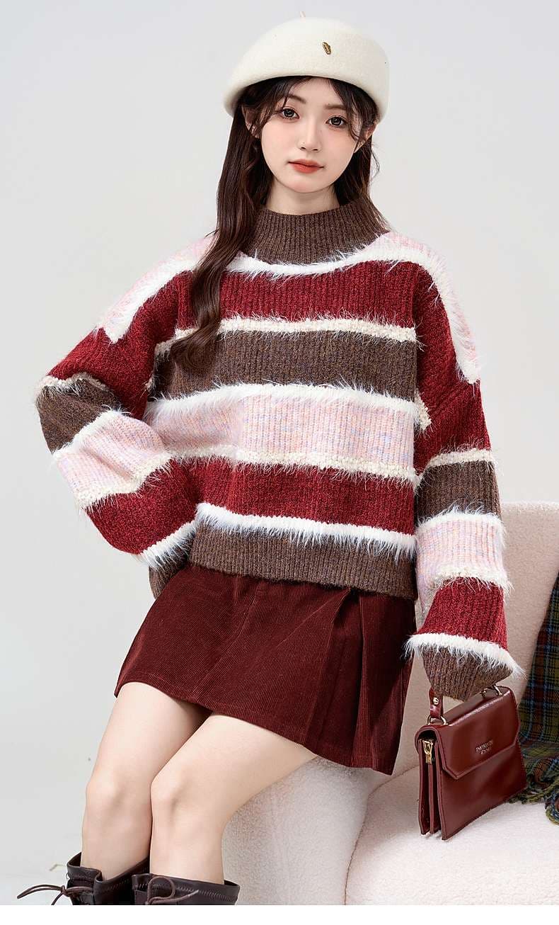 ストライプセーター｜デート服