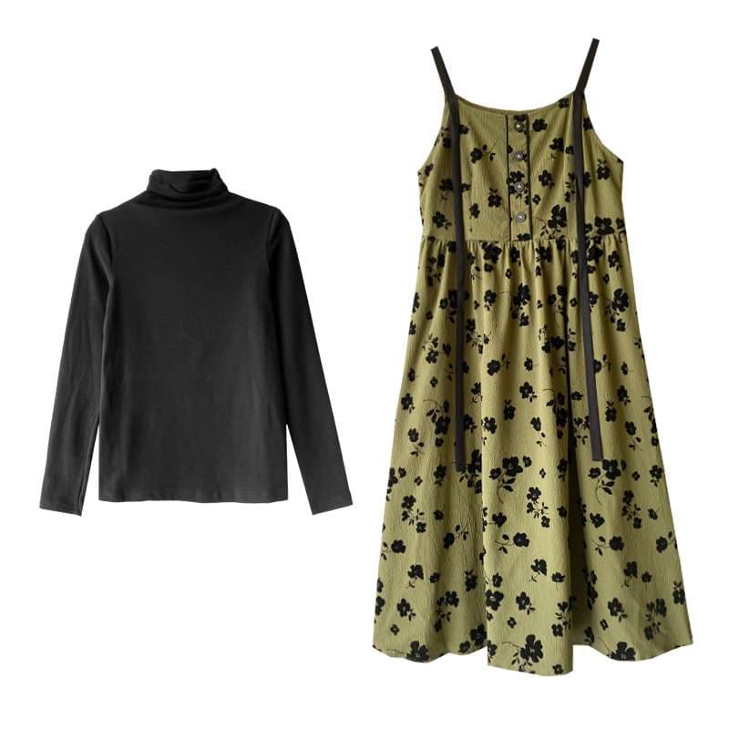 秋の花柄ワンピースコーデ｜デート服