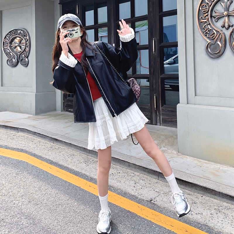 オーバーサイズレザージャケット｜デート服