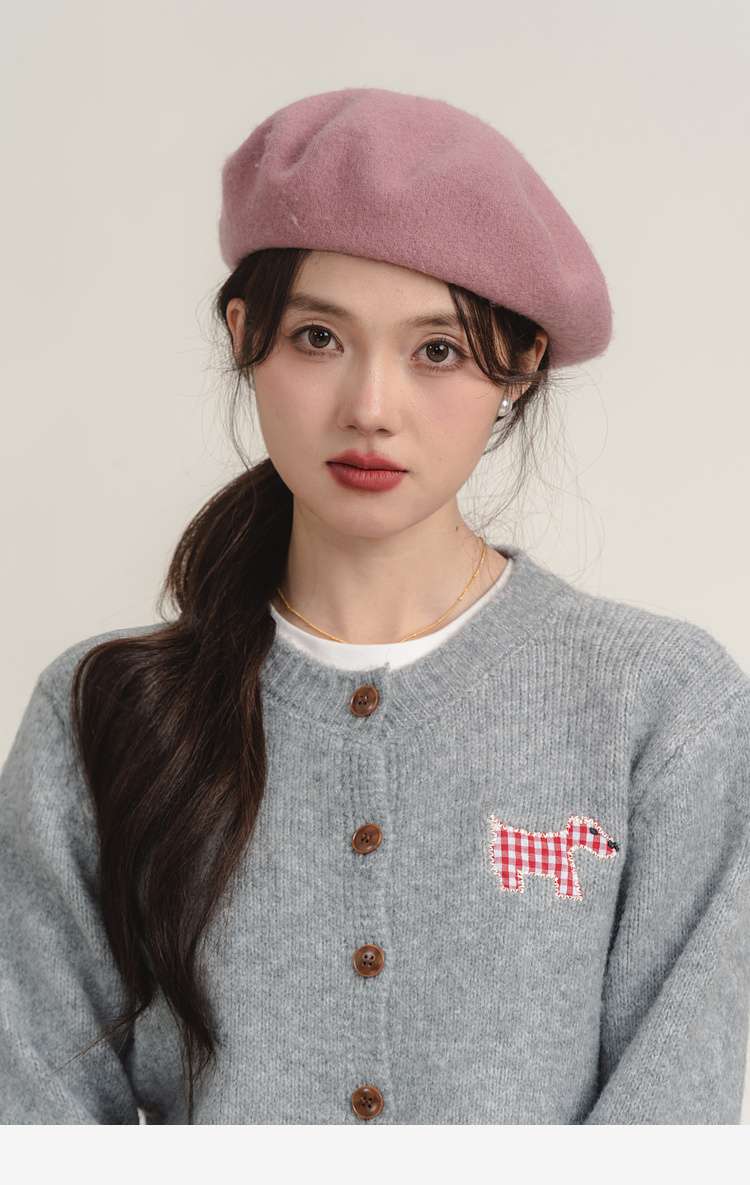 犬モチーフ刺繍カーディガン｜デート服