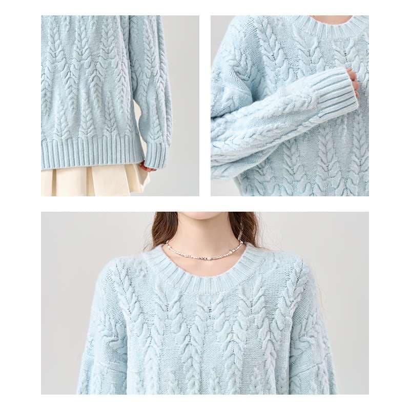 ふわもこケーブル編みセーター｜デート服
