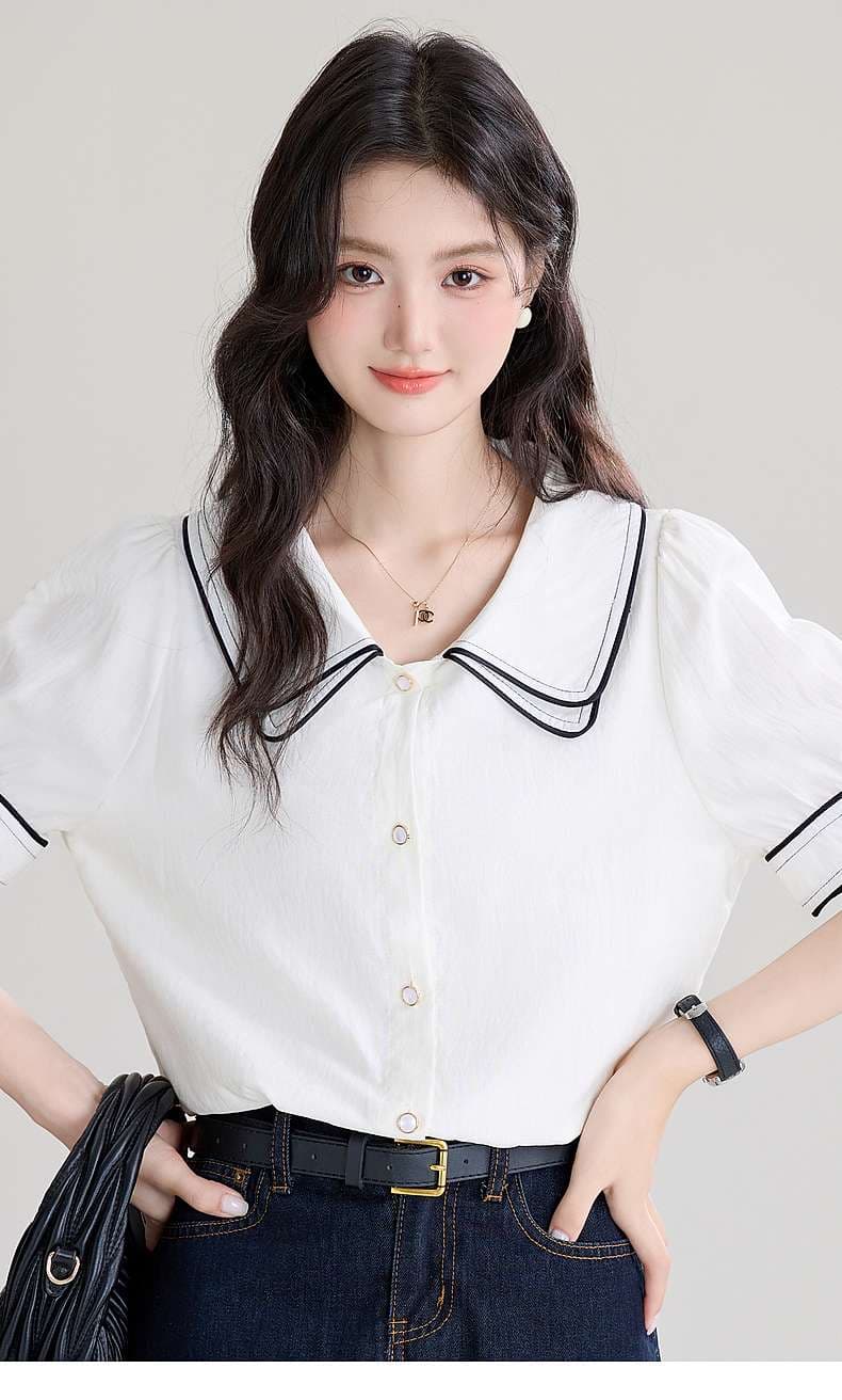 さわやかセーラーカラーシャツ｜デート服