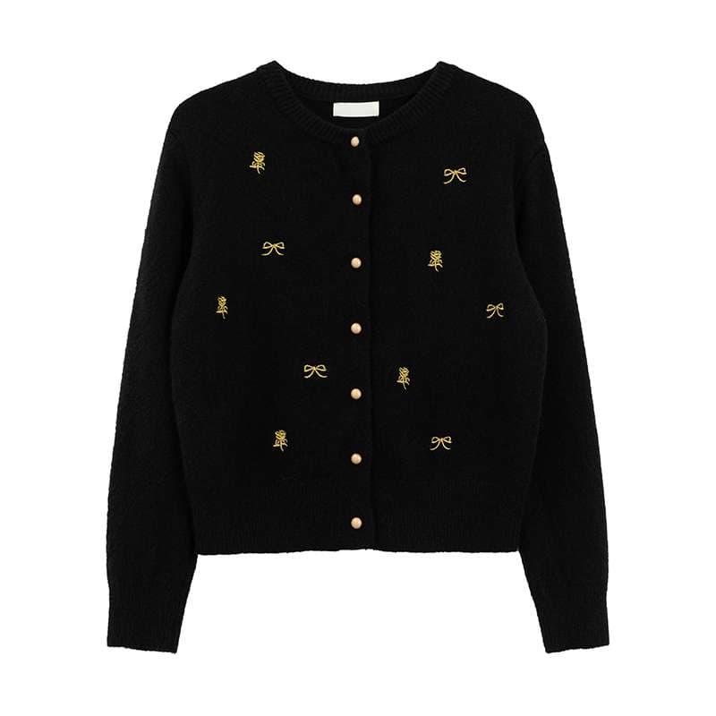 刺繍入りフェミニンカーディガン｜デート服