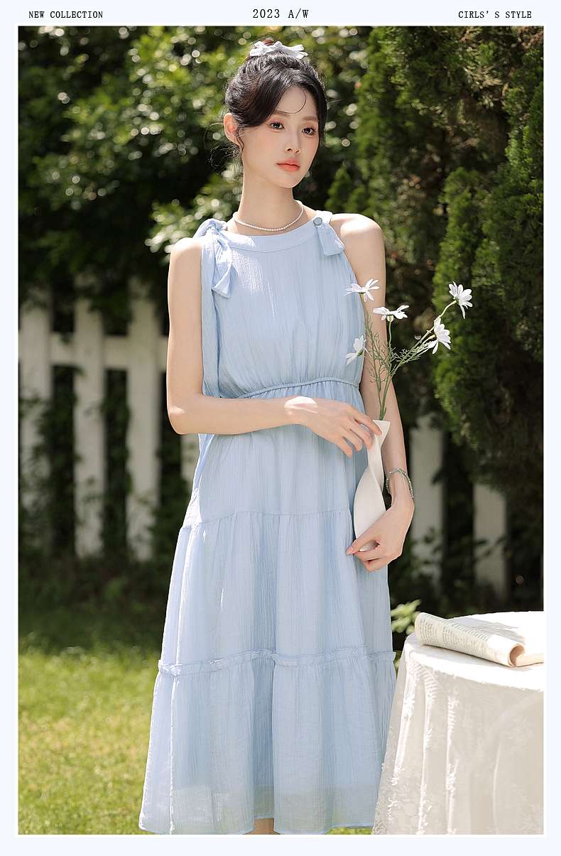 ふんわりティアードノースリーブワンピース｜デート服