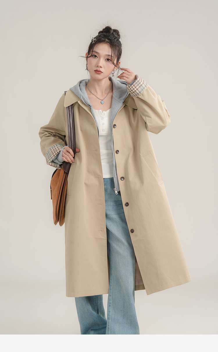 チェックカフストレンチコート｜デート服