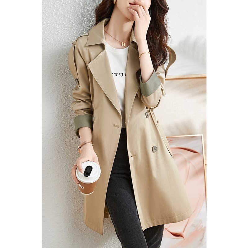 バイカラースリーブトレンチコート｜デート服