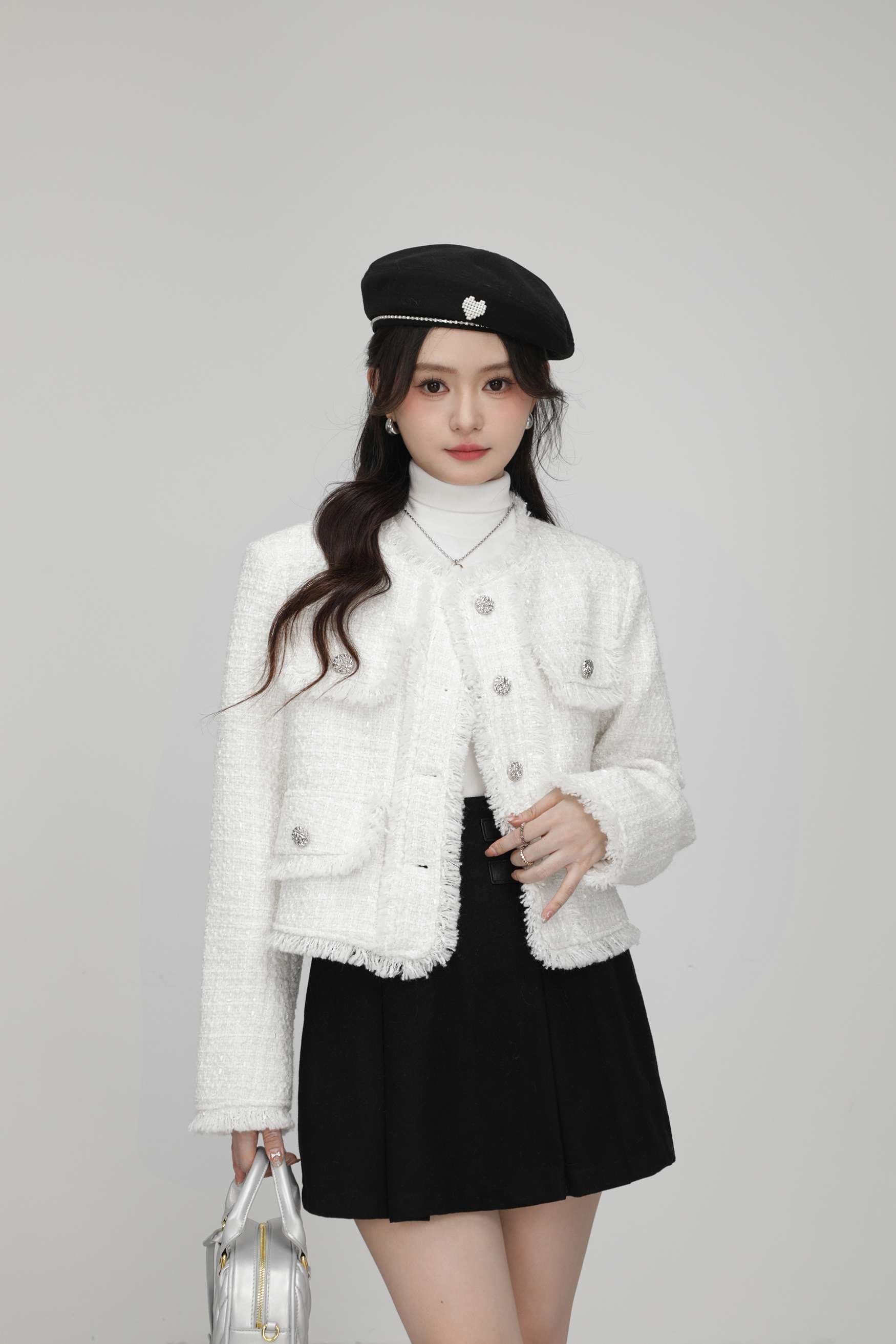 フリンジディテールツイードジャケット｜デート服