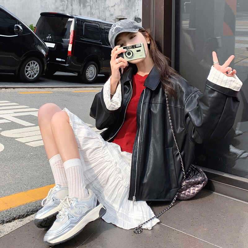 オーバーサイズレザージャケット｜デート服