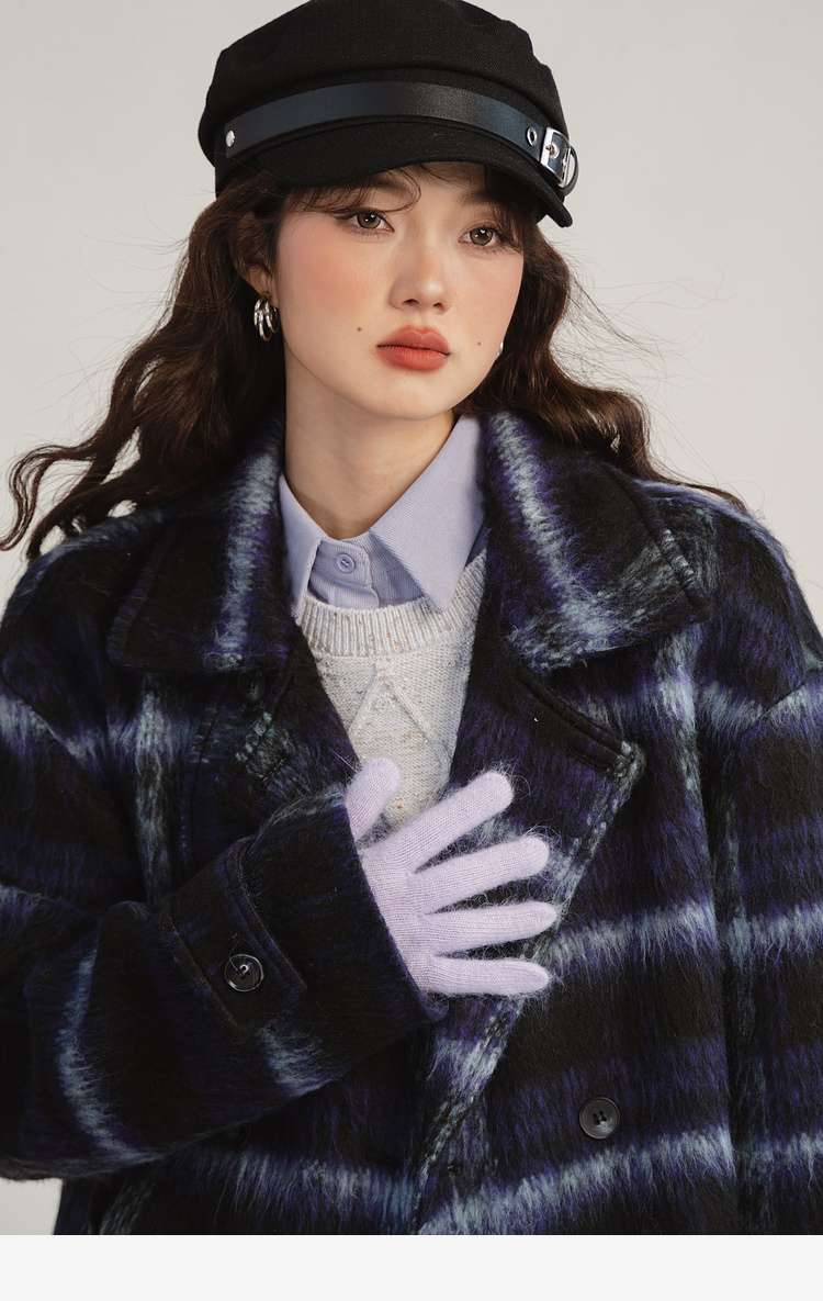 デート服　グラデーションチェックロングコート｜デート服