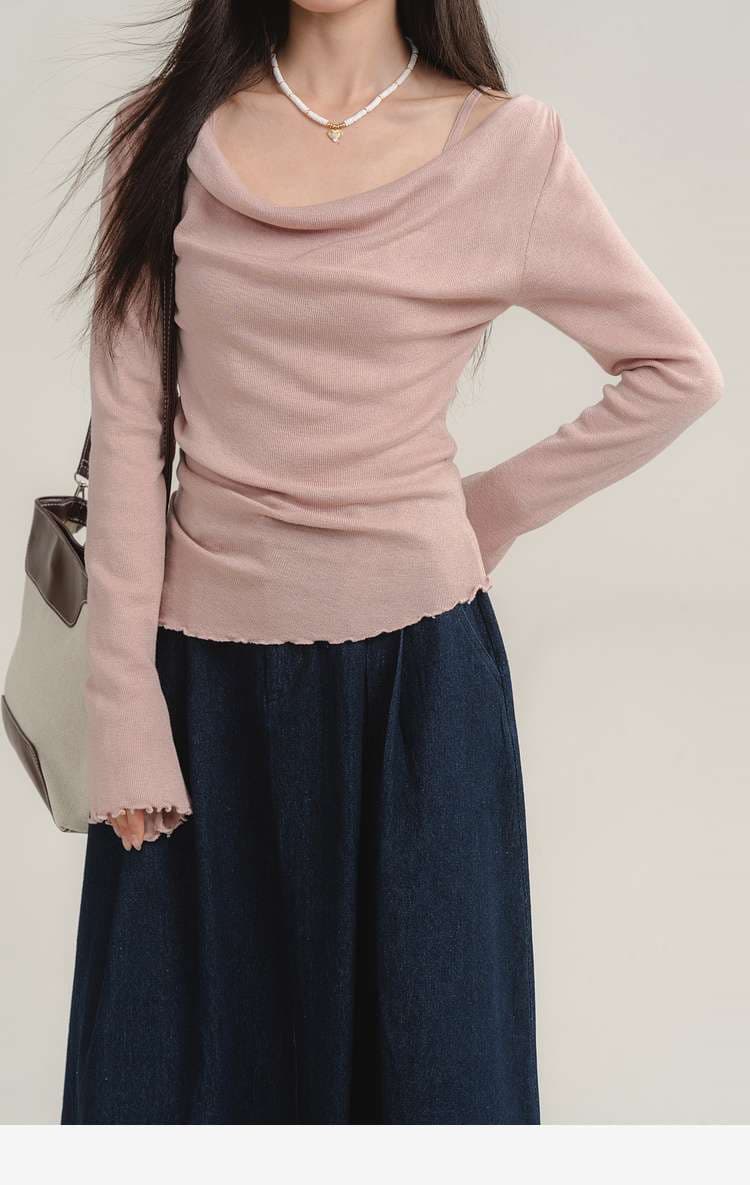 オフショルダーニットトップス｜デート服