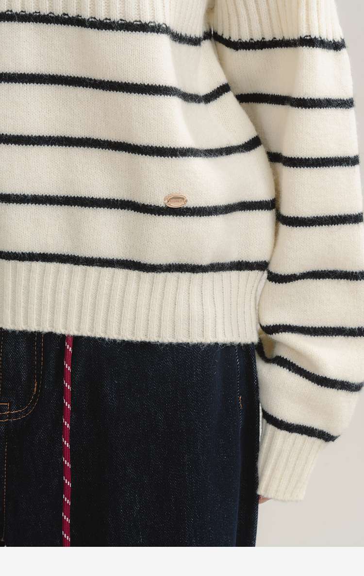 洗練カジュアルが叶う、ボーダーリブニットトップス｜デート服