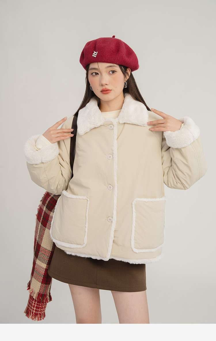 リバーシブルボアジャケット｜デート服