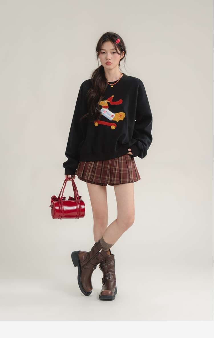 クリスマス犬柄スウェット｜デート服