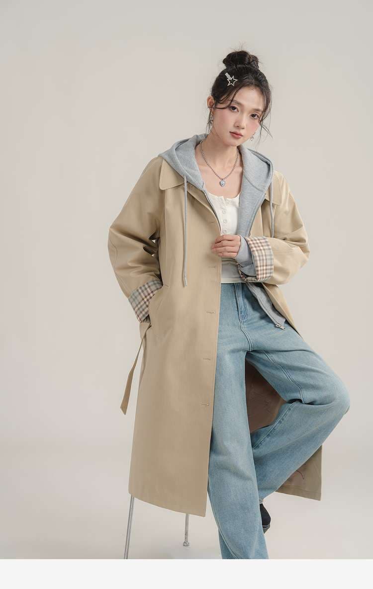 チェックカフストレンチコート｜デート服
