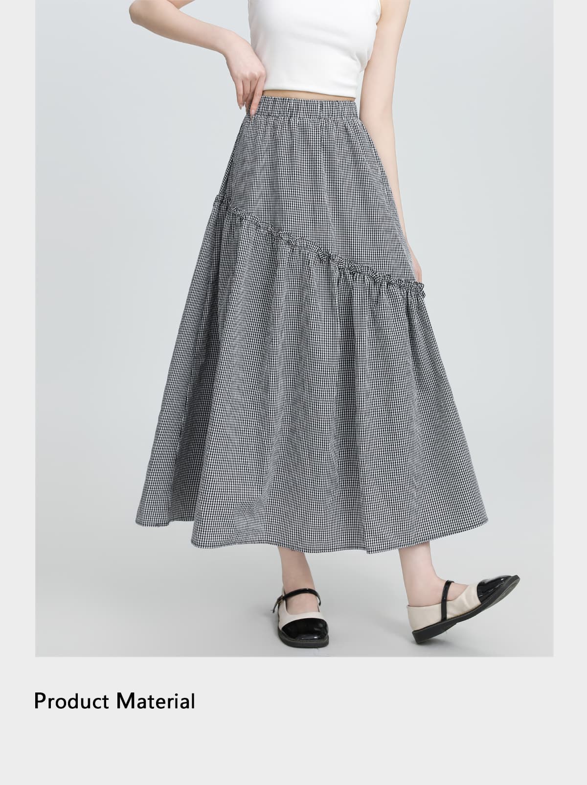 ギンガムチェックティアードスカート｜デート服