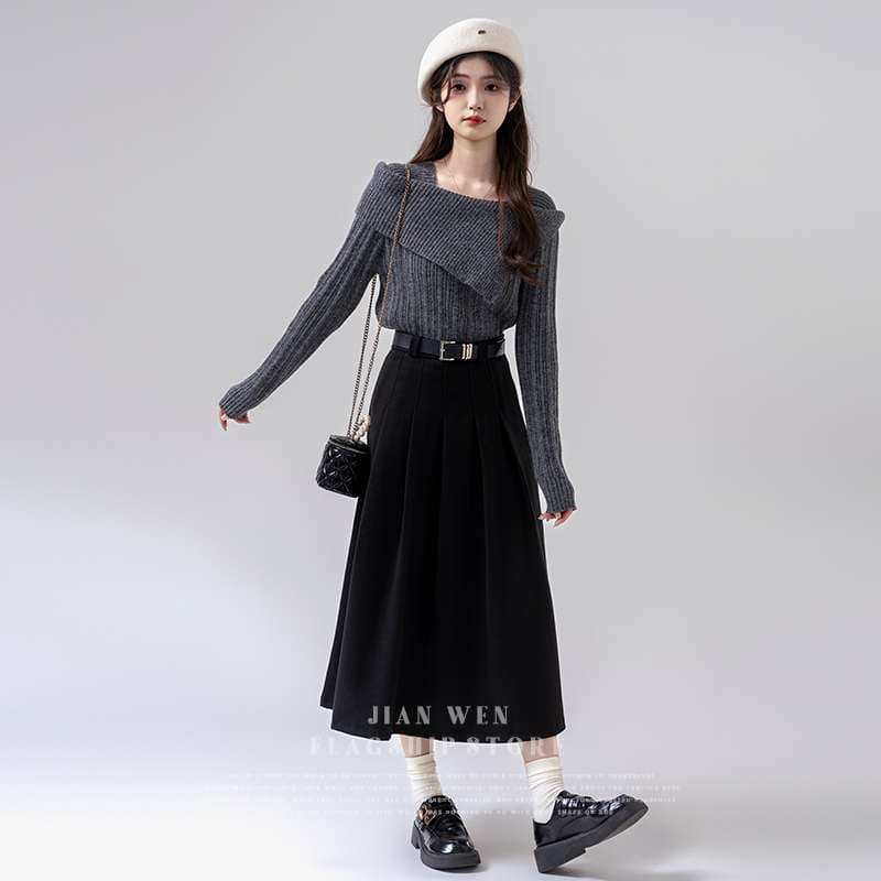 ウォームリブニットプルオーバー｜デート服
