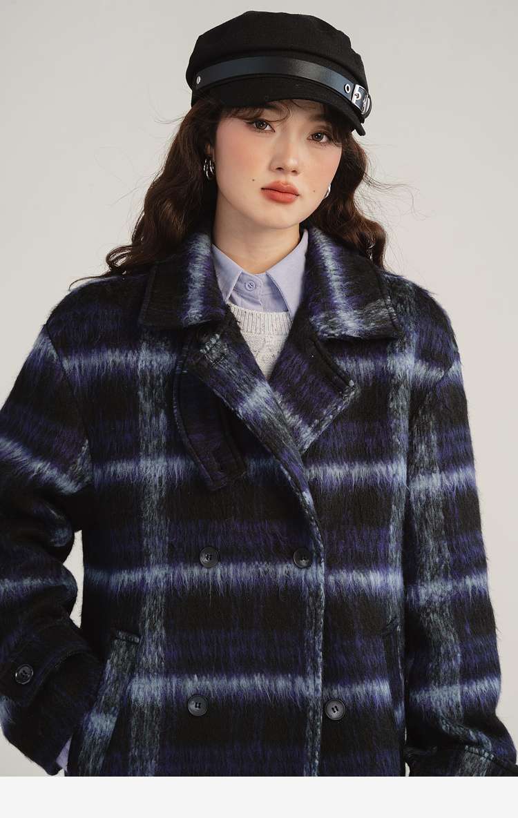 デート服　グラデーションチェックロングコート｜デート服