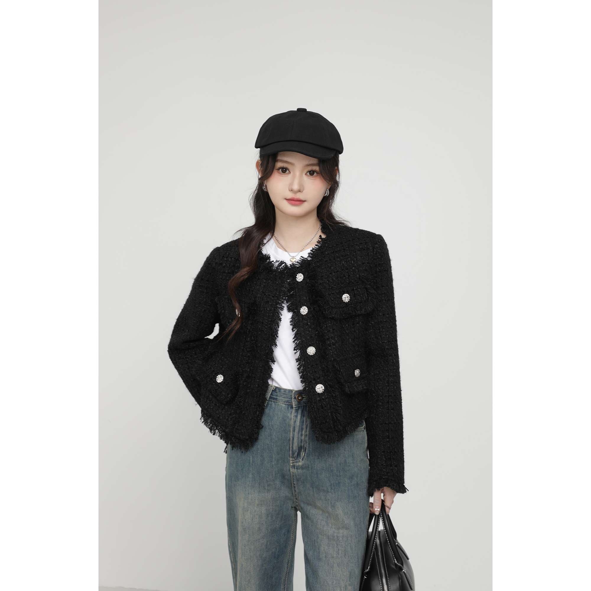 フリンジディテールツイードジャケット｜デート服
