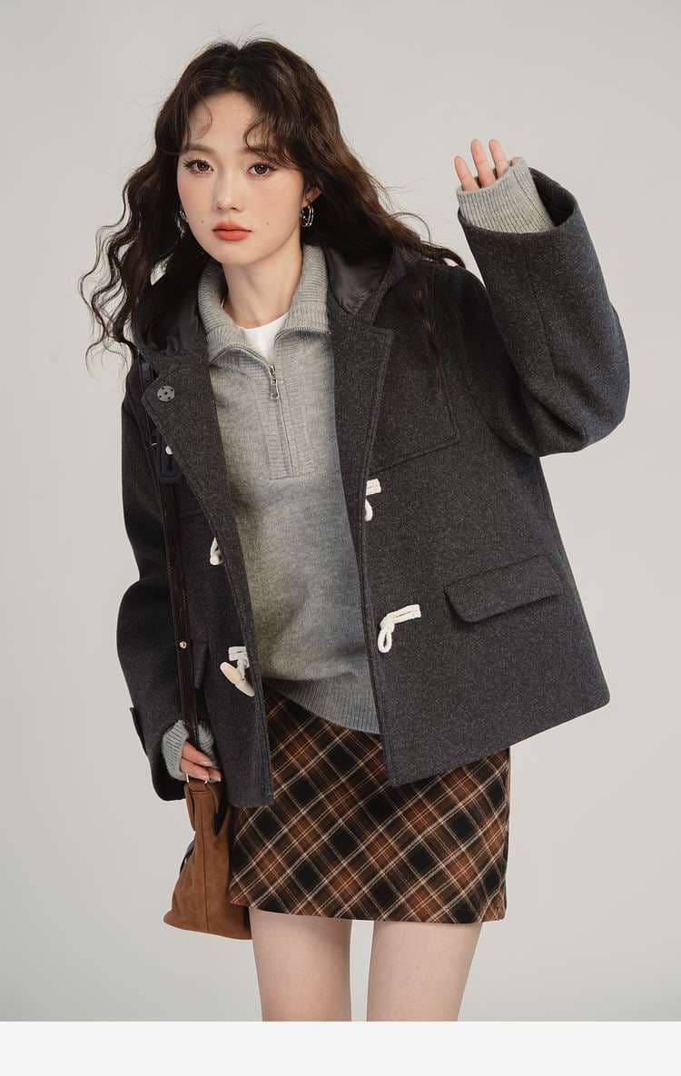 ショートダッフルコート｜デート服