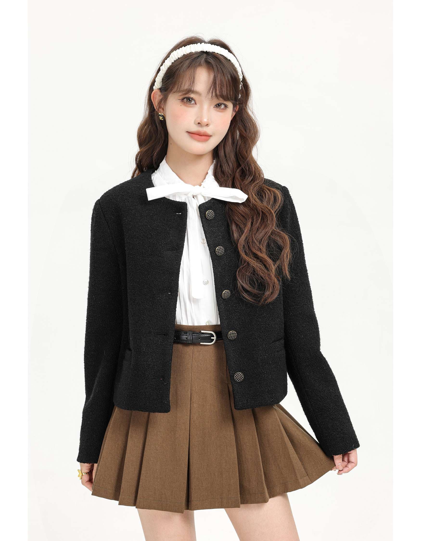 ヴィンテージボタン付きツイードジャケット｜デート服