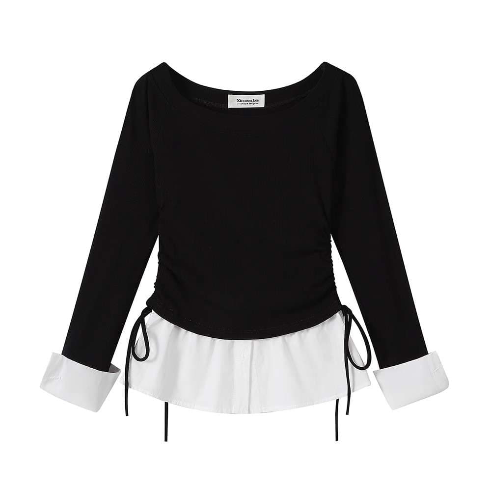 オフショルダードッキングリボントップス｜デート服