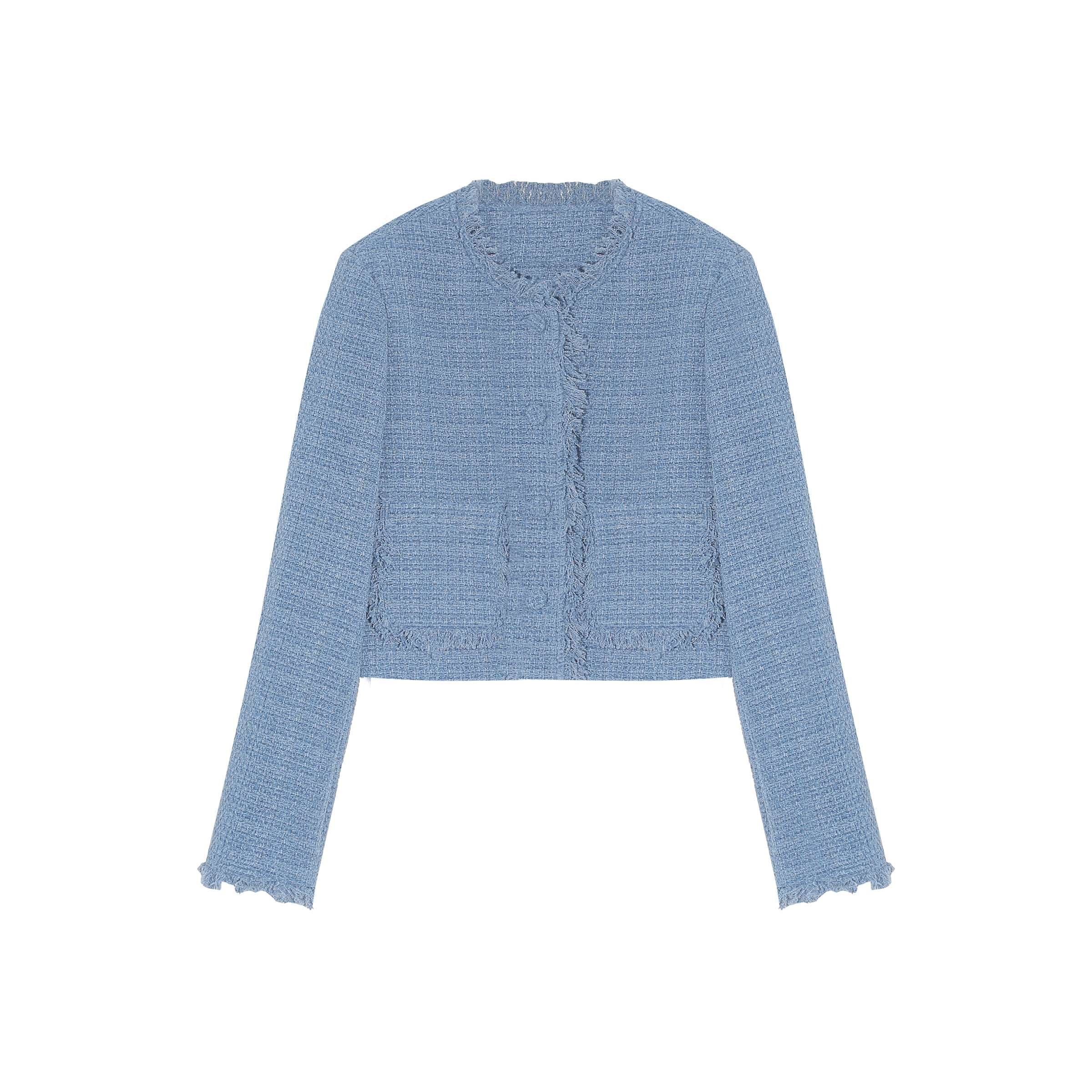 ツイードジャケット＆レースリブトップスコーデセット｜デート服