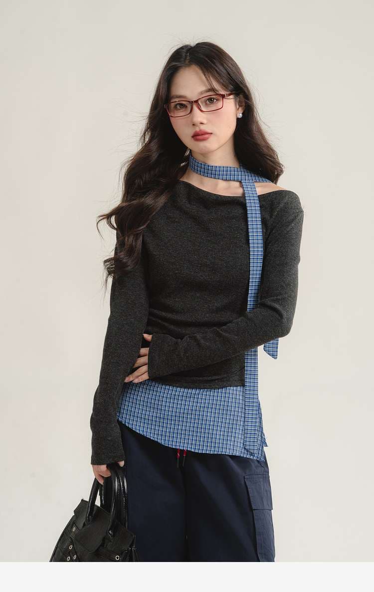 アシンメトリーレイヤードトップス｜デート服
