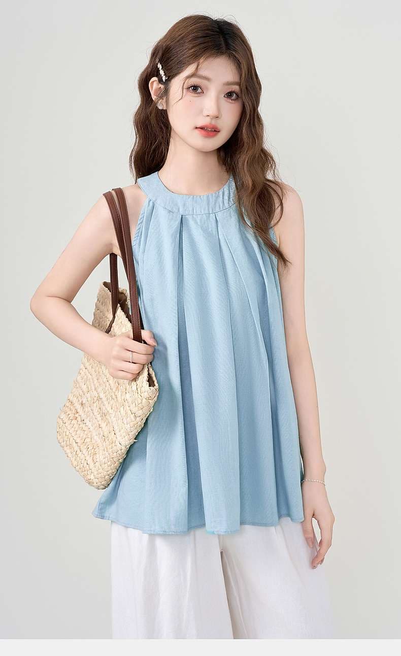 夏のリゾートプリーツトップス｜デート服