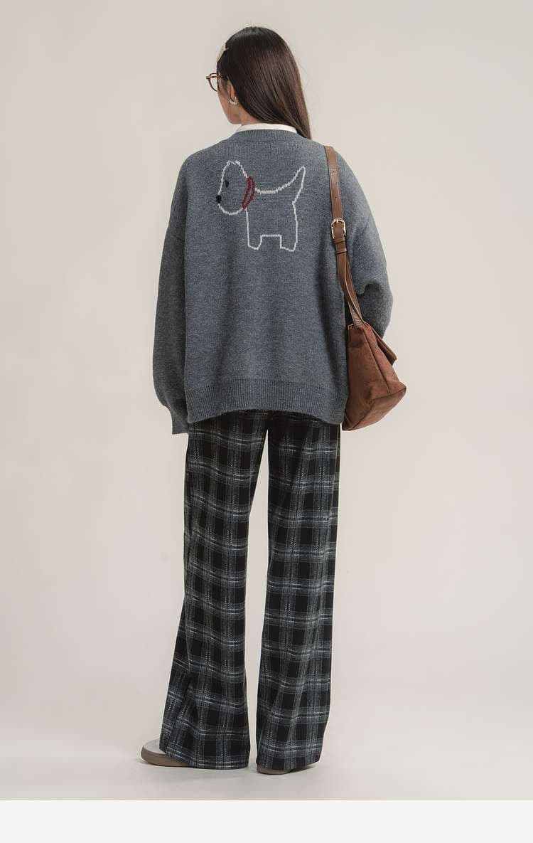 わんちゃんニットカーディガン｜デート服