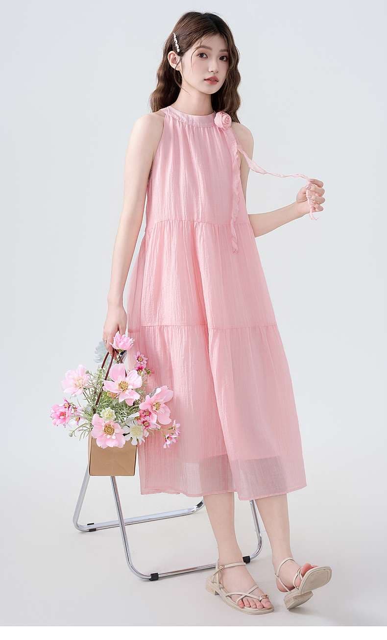 ロマンティックな花柄シフォンワンピース｜デート服