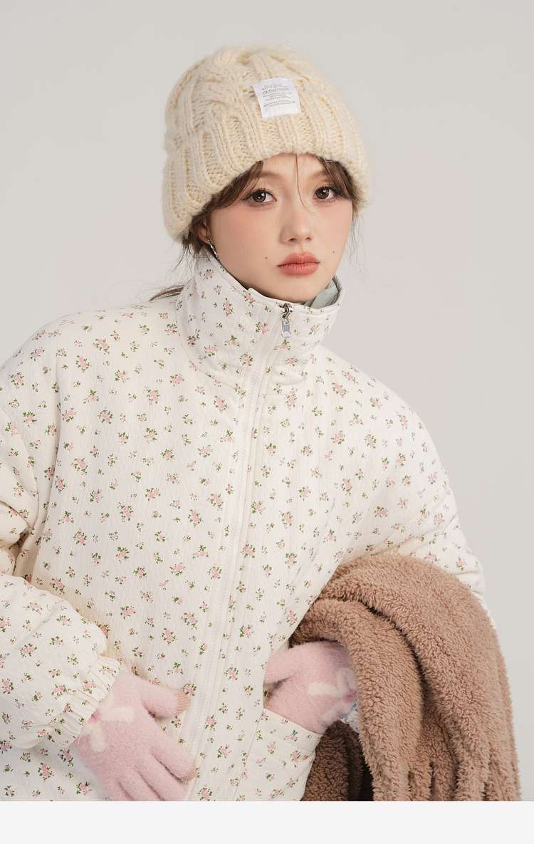 花柄リバーシブルキルティングジャケット｜デート服