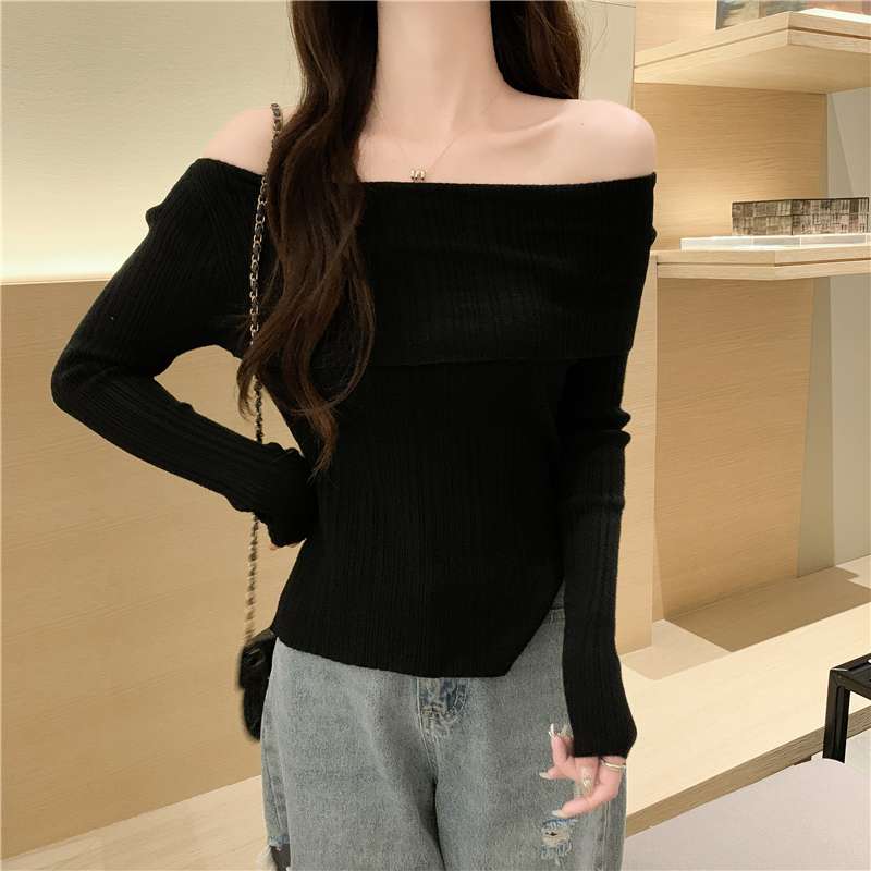オフショルダーニットトップス｜デート服