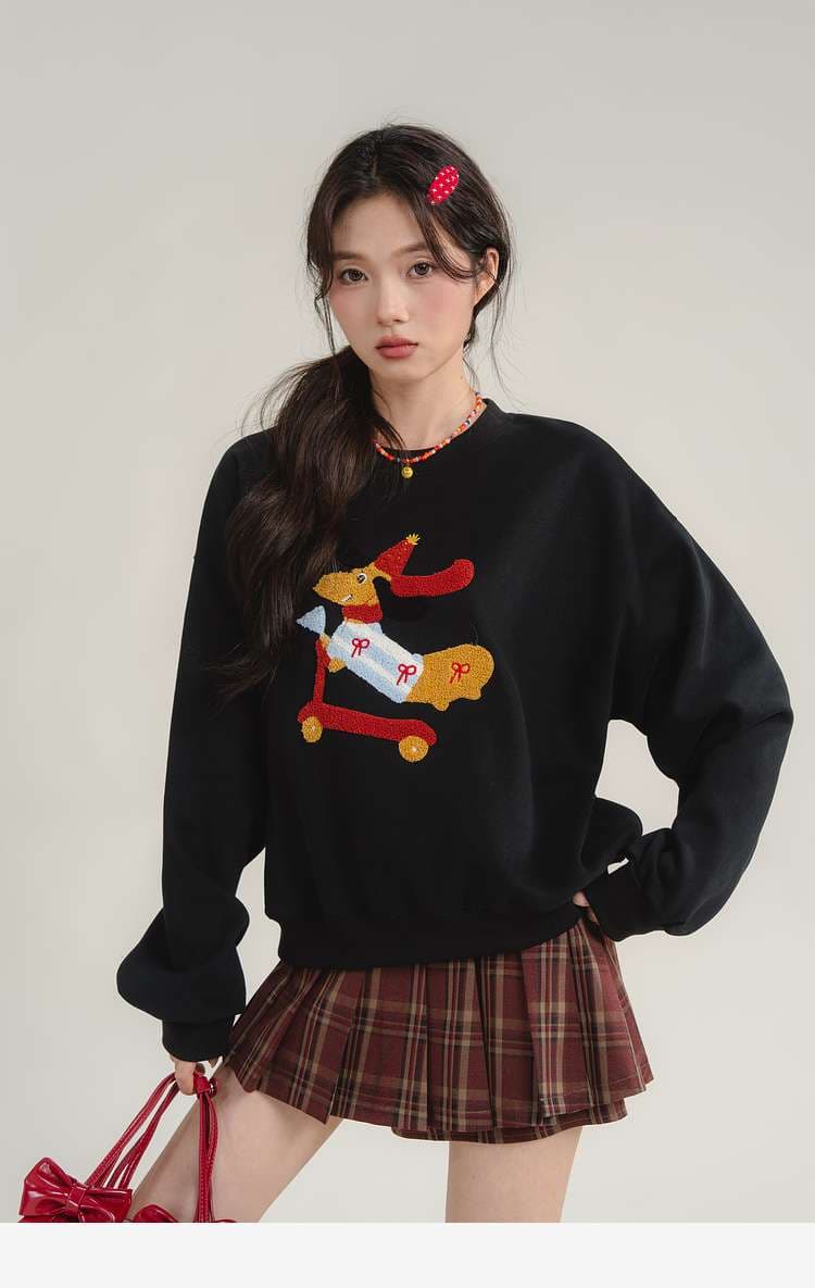 クリスマス犬柄スウェット｜デート服