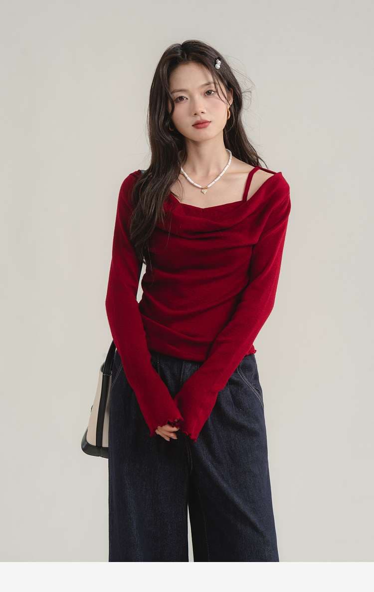オフショルダーニットトップス｜デート服