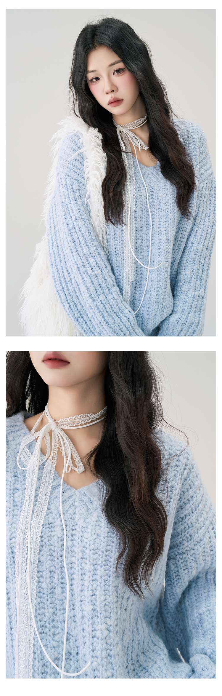 レースフリルインナー＆ルーズニットセット｜デート服