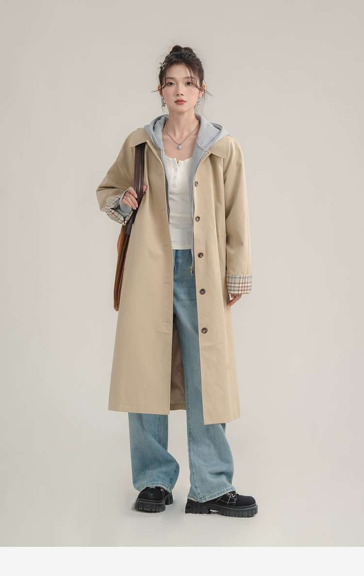 チェックカフストレンチコート｜デート服