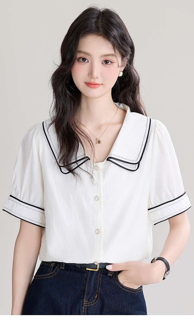 さわやかセーラーカラーシャツ｜デート服