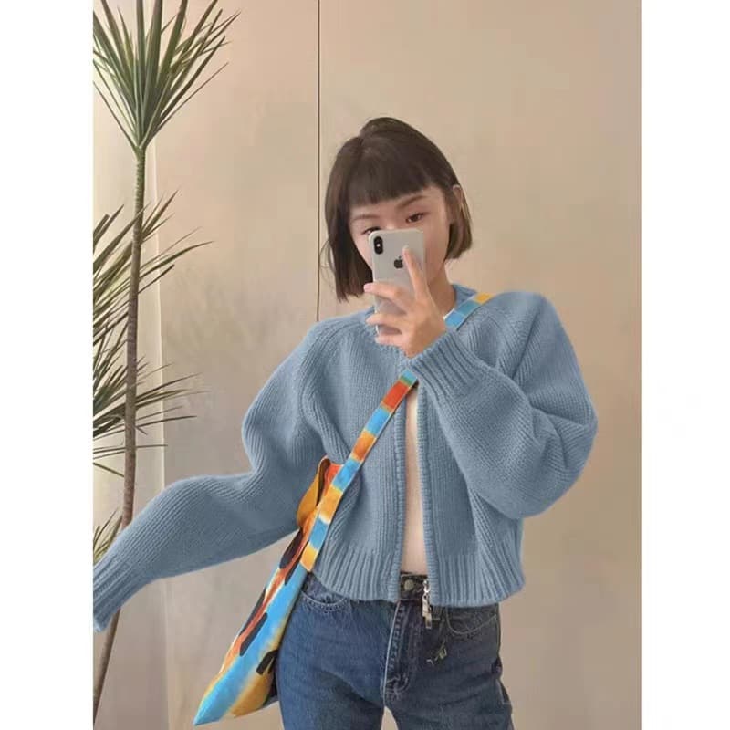 デート服 秋のデート秋冬 ゆったりニットカーディガン 無地