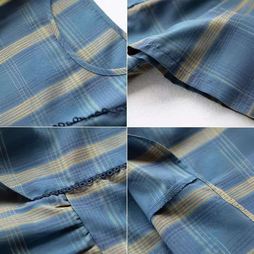 体型カバーも叶える、爽やかチェック柄ワンピース｜デート服