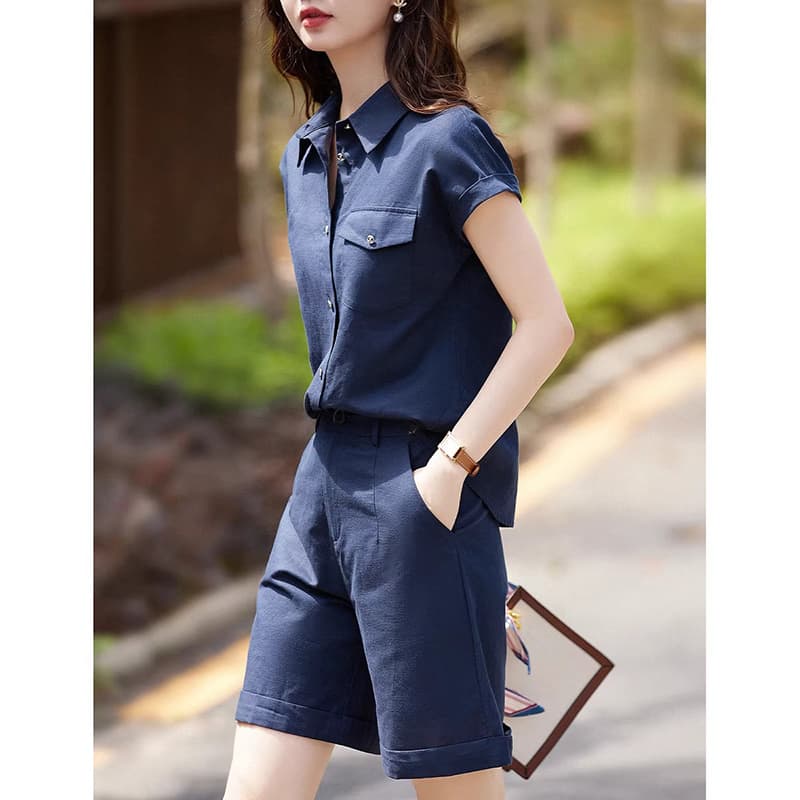 大人カジュアルが即完成、ショートスリーブシャツ＆ハーフパンツセットアップ｜デート服