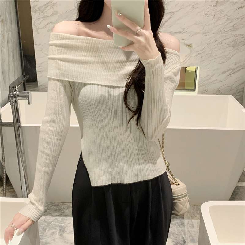 オフショルダーニットトップス｜デート服