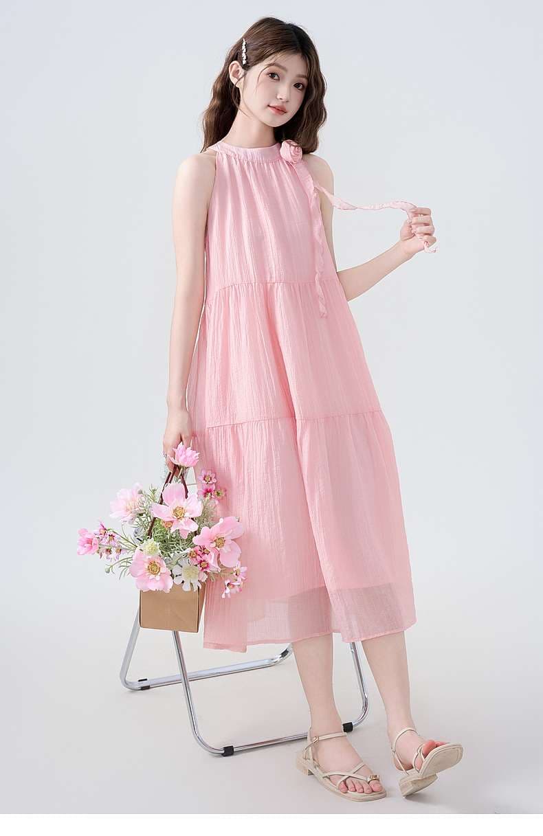 ロマンティックな花柄シフォンワンピース｜デート服