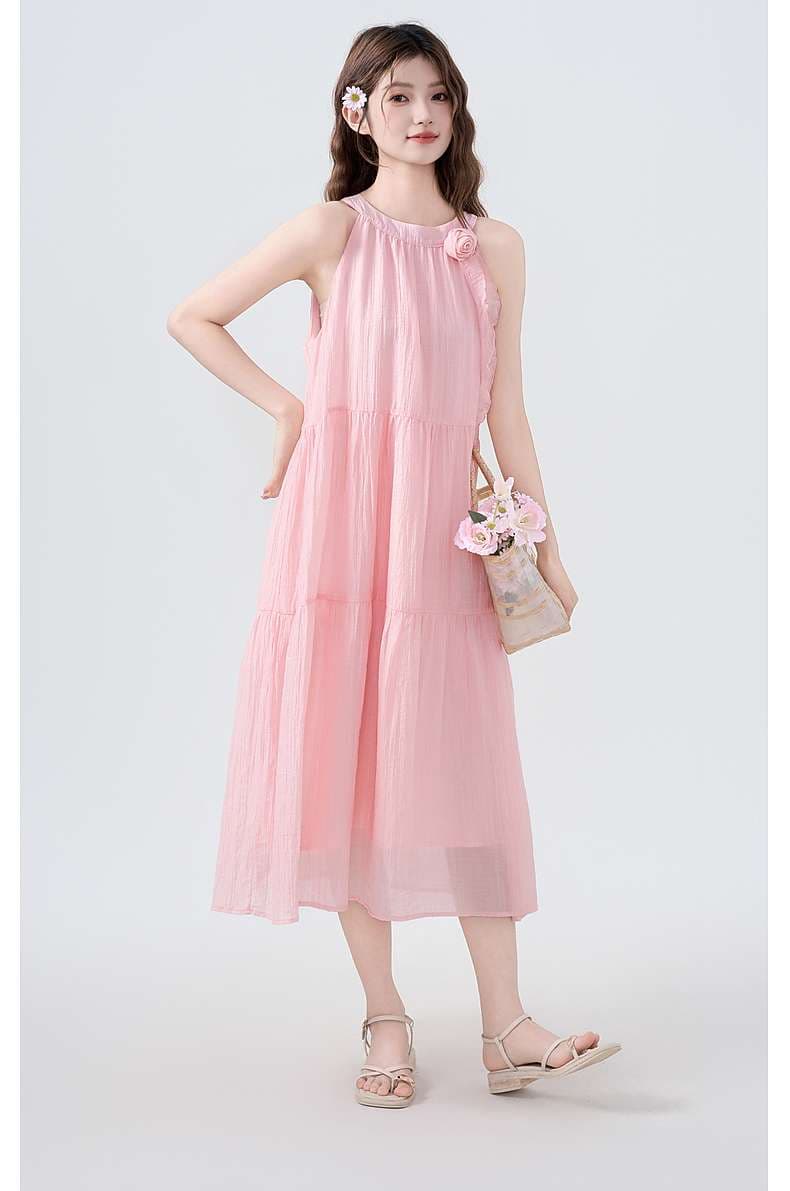 ロマンティックな花柄シフォンワンピース｜デート服