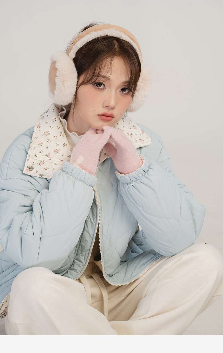 花柄リバーシブルキルティングジャケット｜デート服